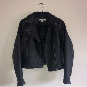 Faux leather cropped black jacket